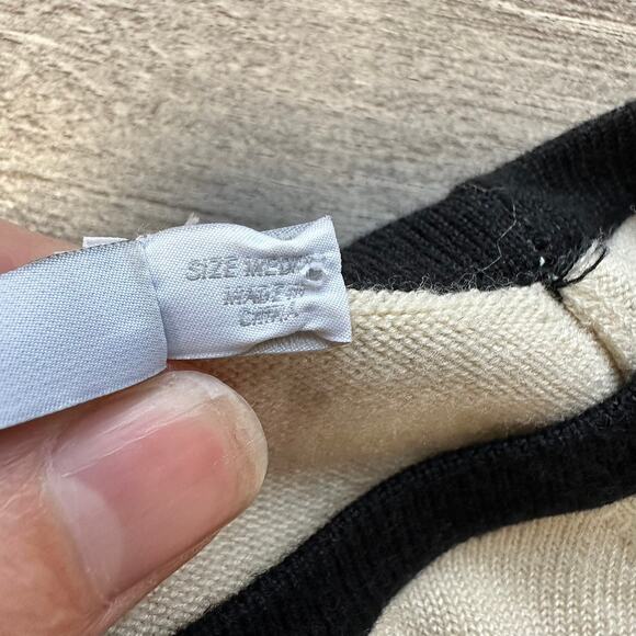 T Alexander Wang Stripe Color Block Sweater Dress Long Sleeve Knit Black Cream M - Picture 8 of 12